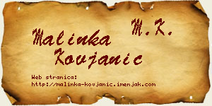 Malinka Kovjanić vizit kartica